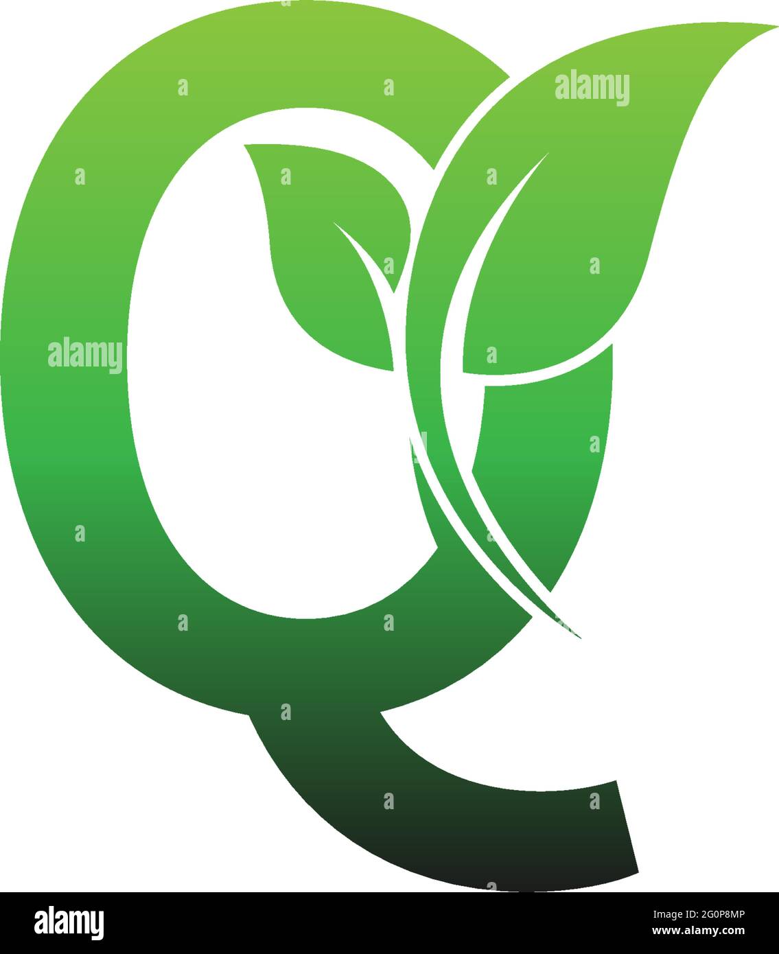 Letter Q with green leafs icon logo design template illustration vector ...