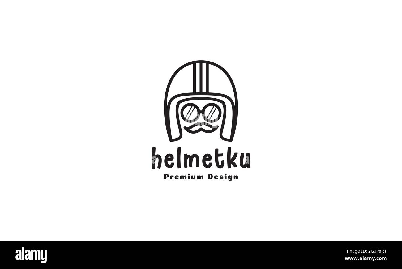 old helmet with mustache logo symbol vector icon illustration graphic design Stock Vector