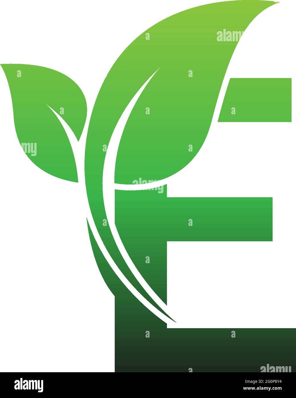 Letter E with green leafs icon logo design template illustration vector ...