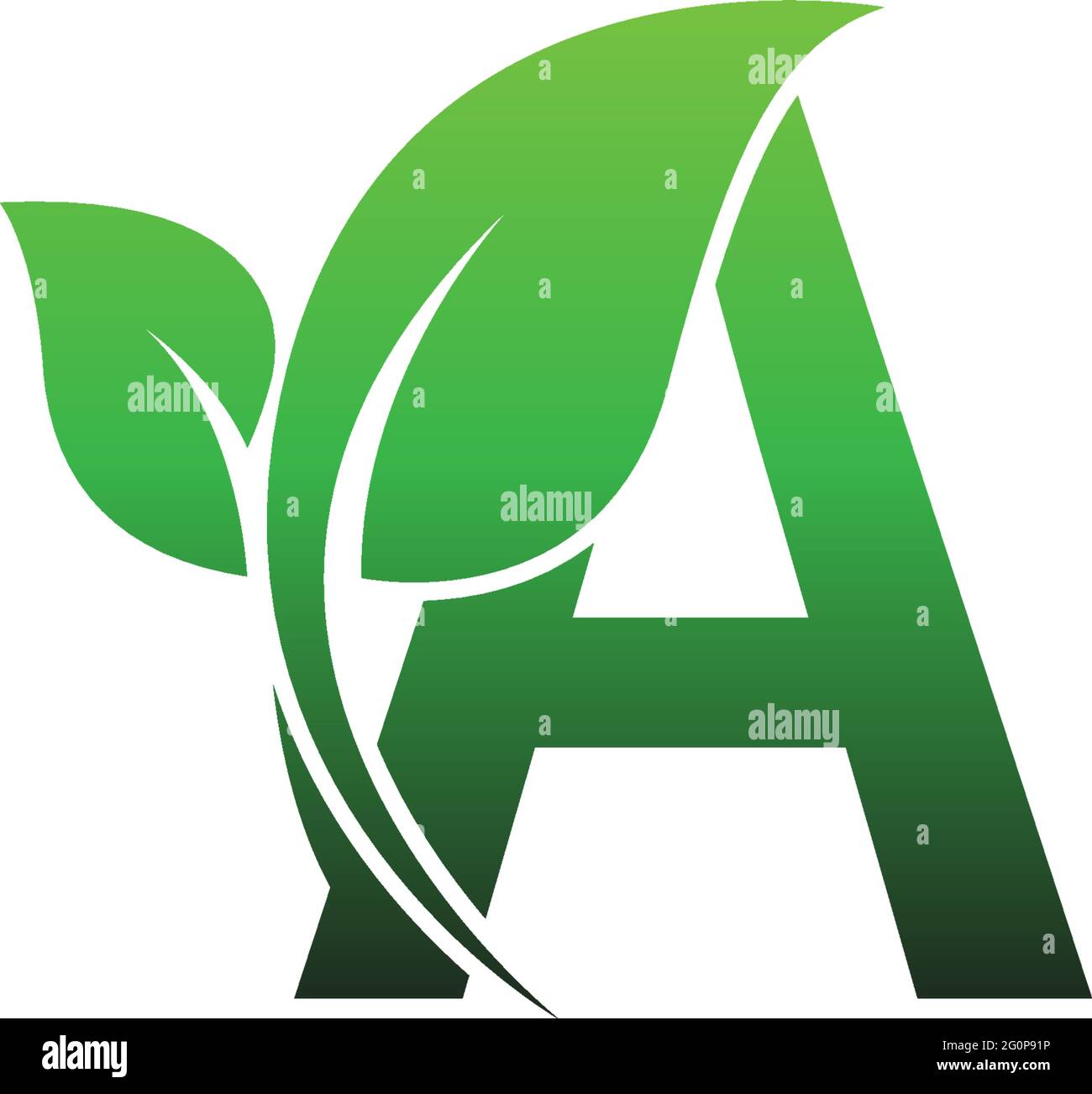Letter A with green leafs icon logo design template illustration vector ...
