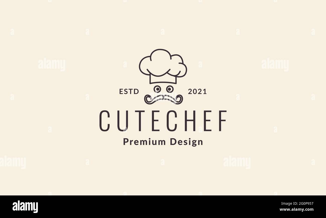lines hipster head chef logo symbol vector icon illustration graphic