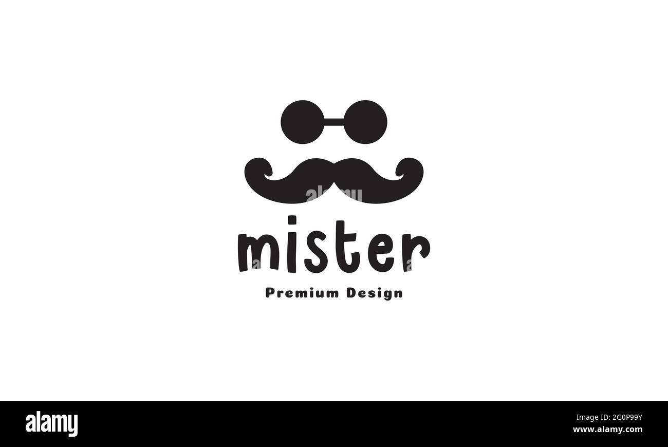 cool mustache with round glasses logo symbol vector icon illustration graphic design Stock Vector