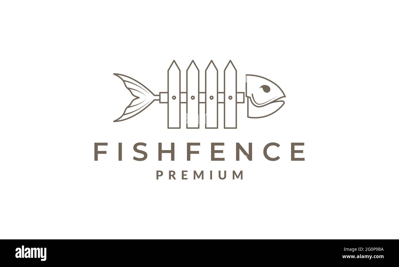 fence yard lines with fish bone logo symbol vector icon illustration graphic design Stock Vector