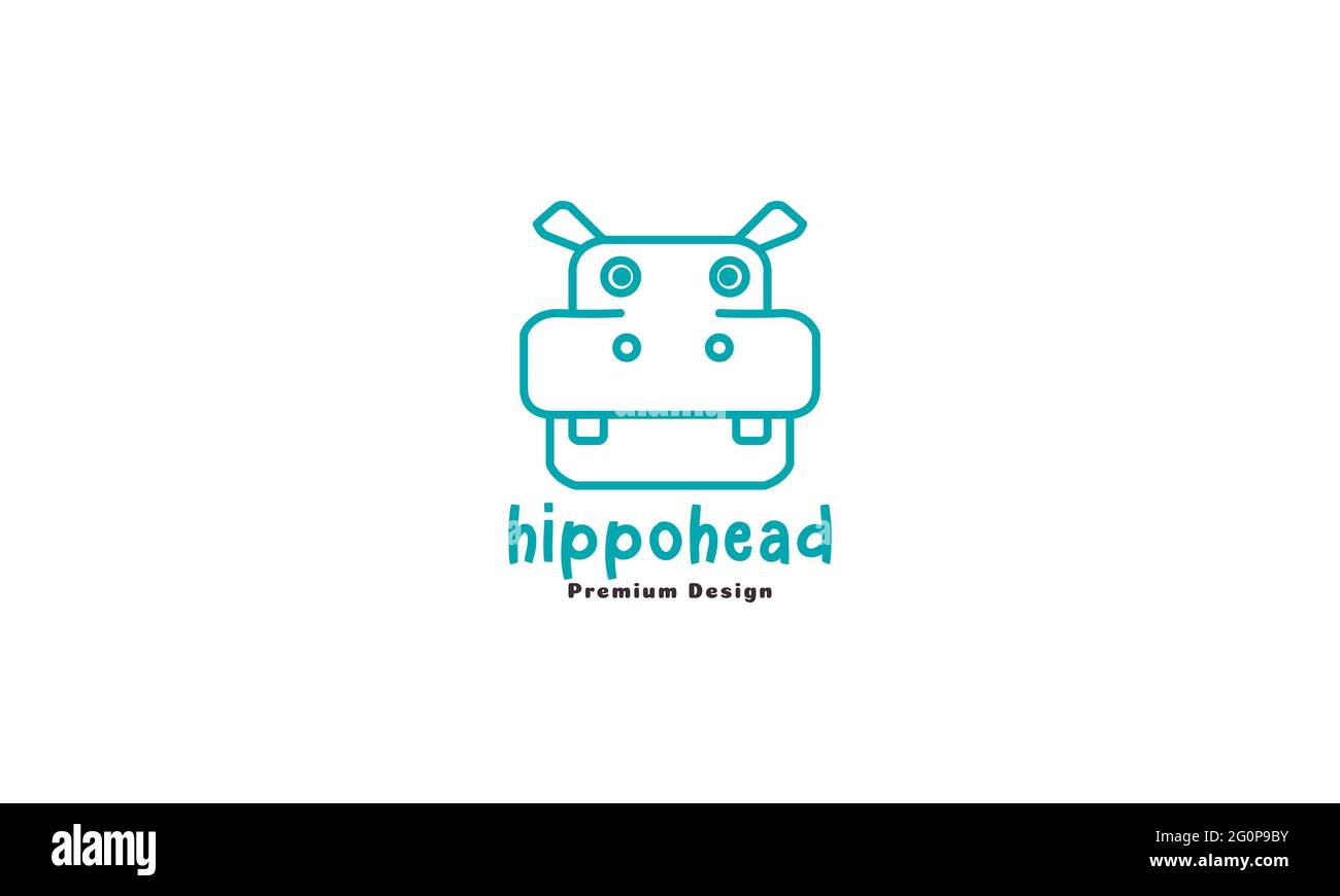 lines head hippo geometric logo symbol vector icon illustration graphic design Stock Vector