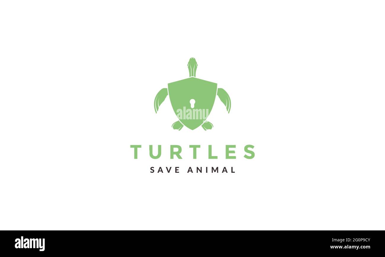 green turtle with shield logo symbol vector icon illustration graphic
