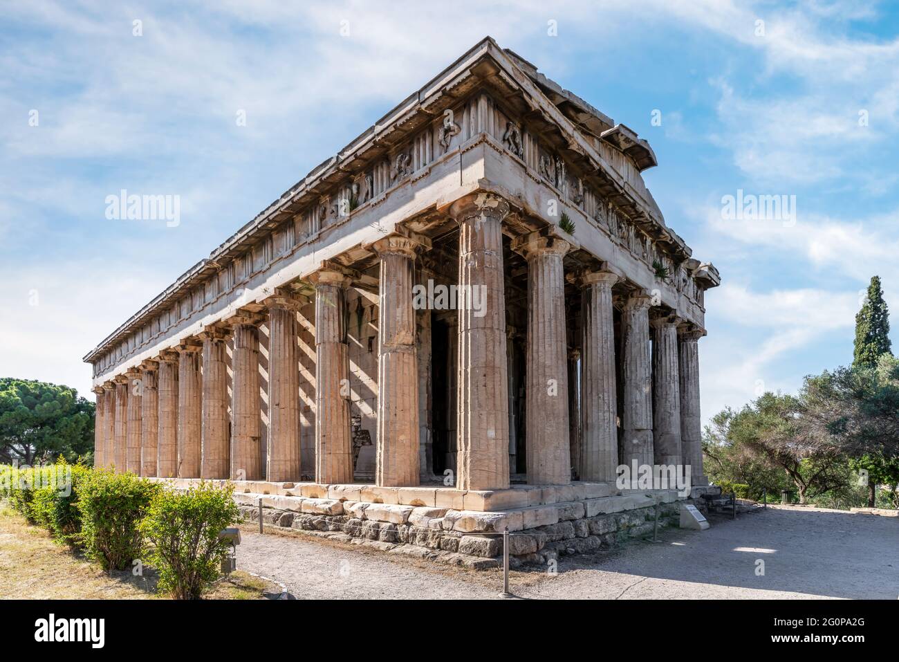 Athens, Attica, Greece. The Temple of Hephaestus or Hephaistos (also Hephesteum or Hephaisteion) is an ancient greek temple Stock Photo