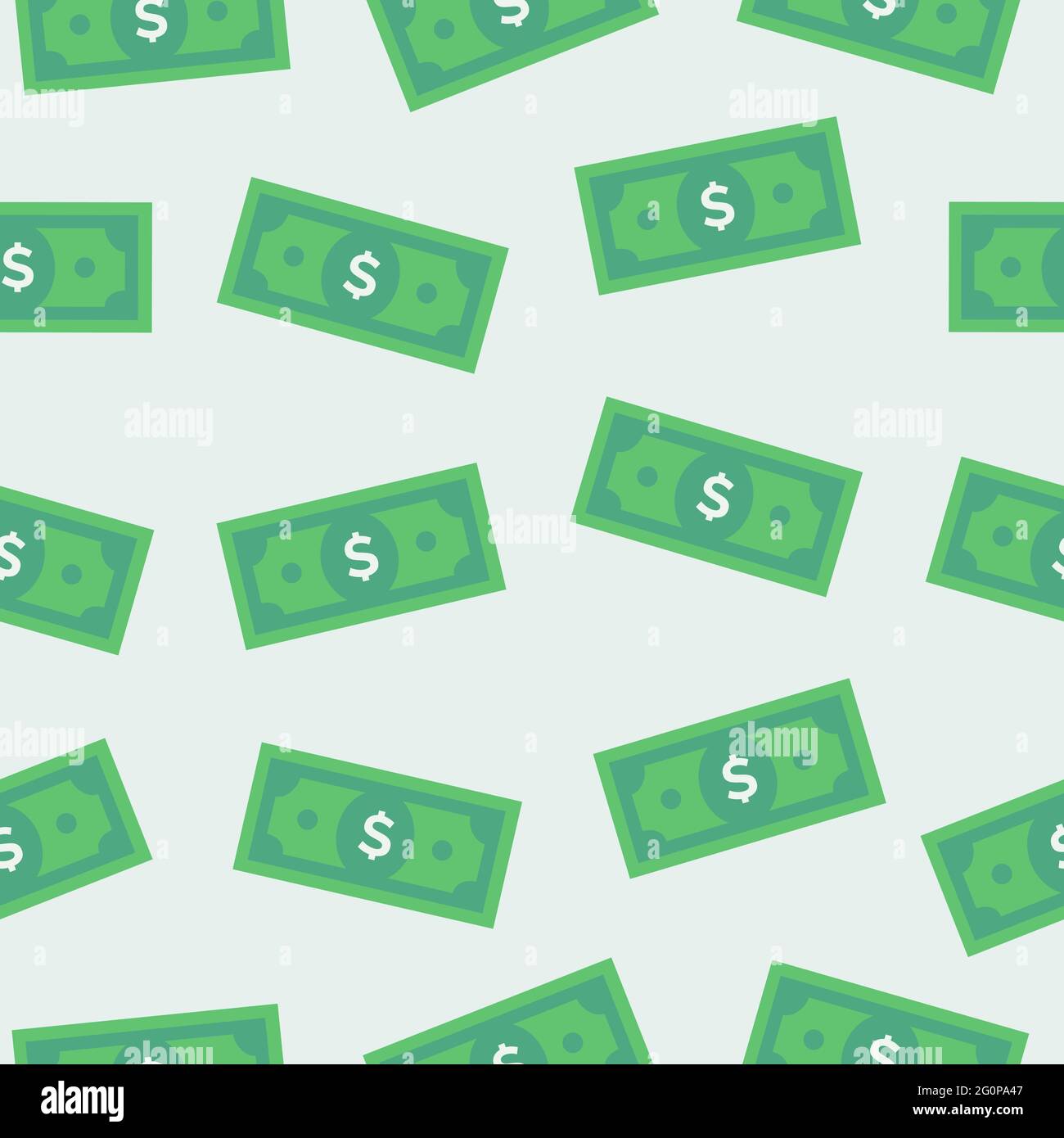 Money - Seamless Pattern with American Dollar Bills on White Background. Stock Vector