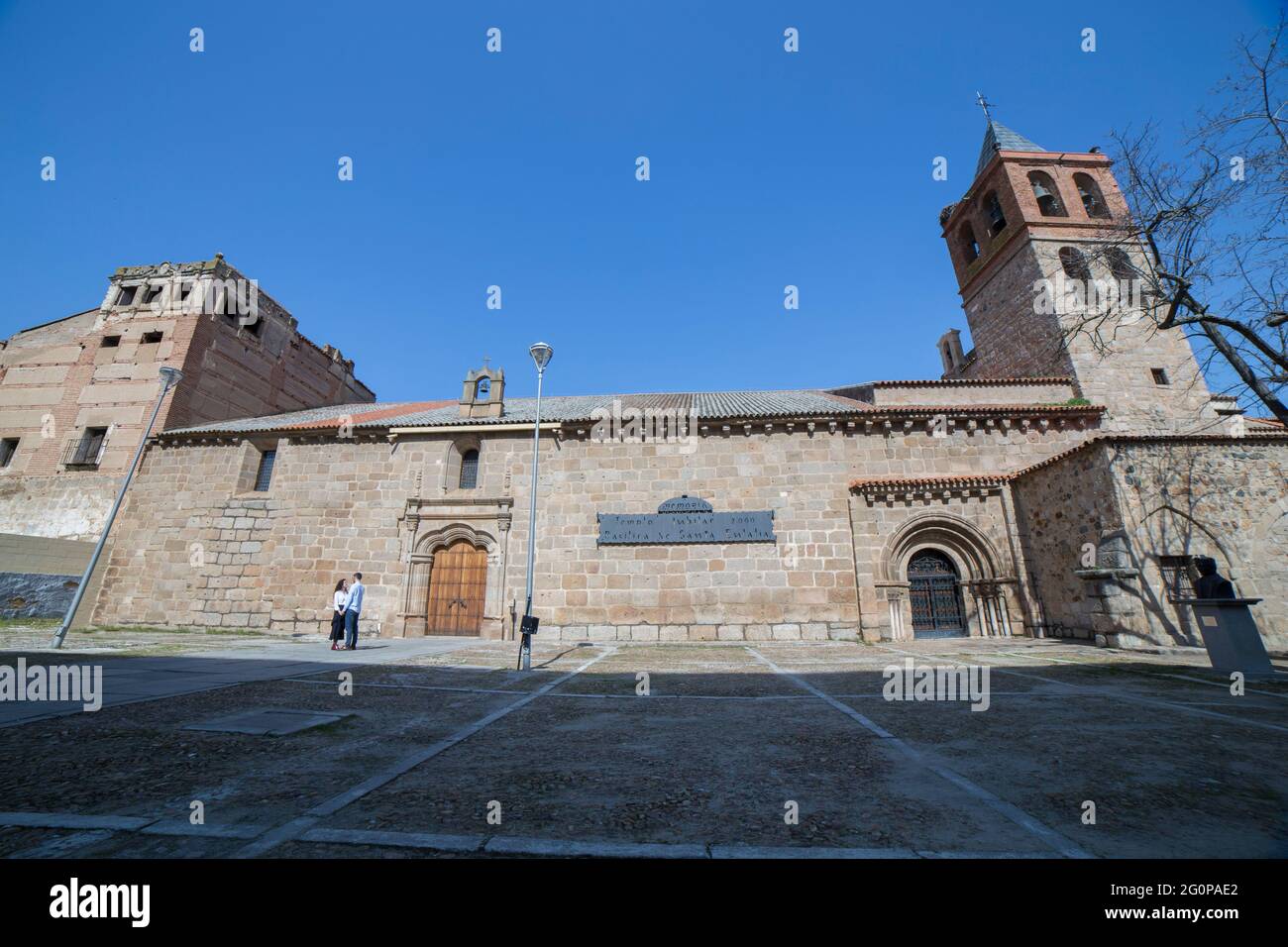 Basilica of Santa Eulalia in Merida. A showcase of the town twenty centuries of history, Extremadura, Spain Stock Photo