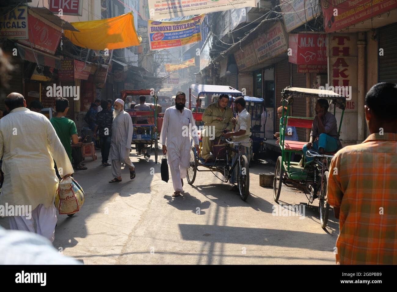 India Delhi - Narrow streets in Old Delhi Stock Photo