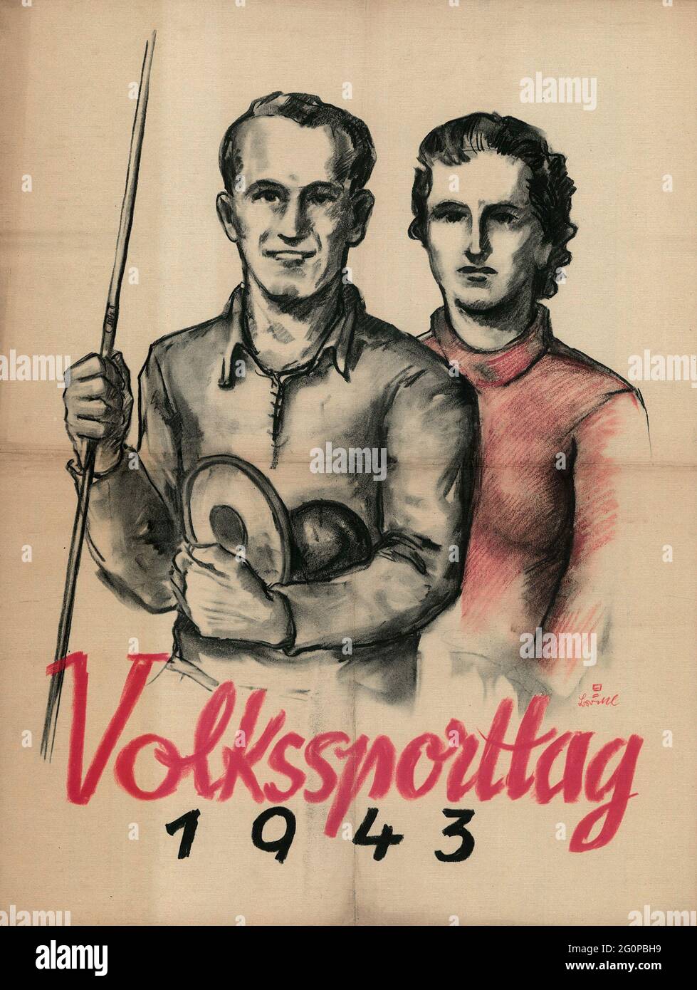 A vintage Nazi propaganda poster for the 1943 National Sports Day Stock Photo
