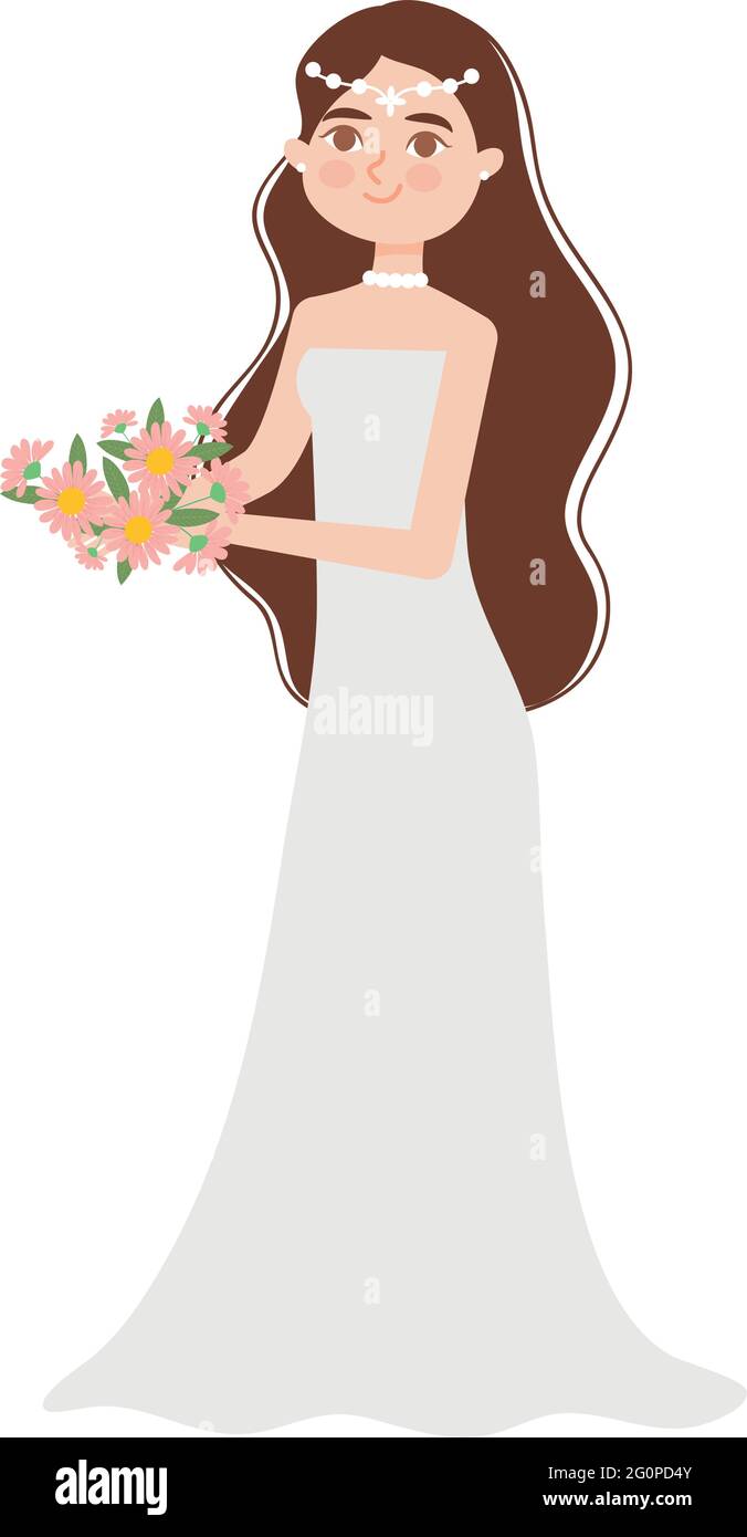 bride with long wedding dress Stock Vector Image & Art - Alamy