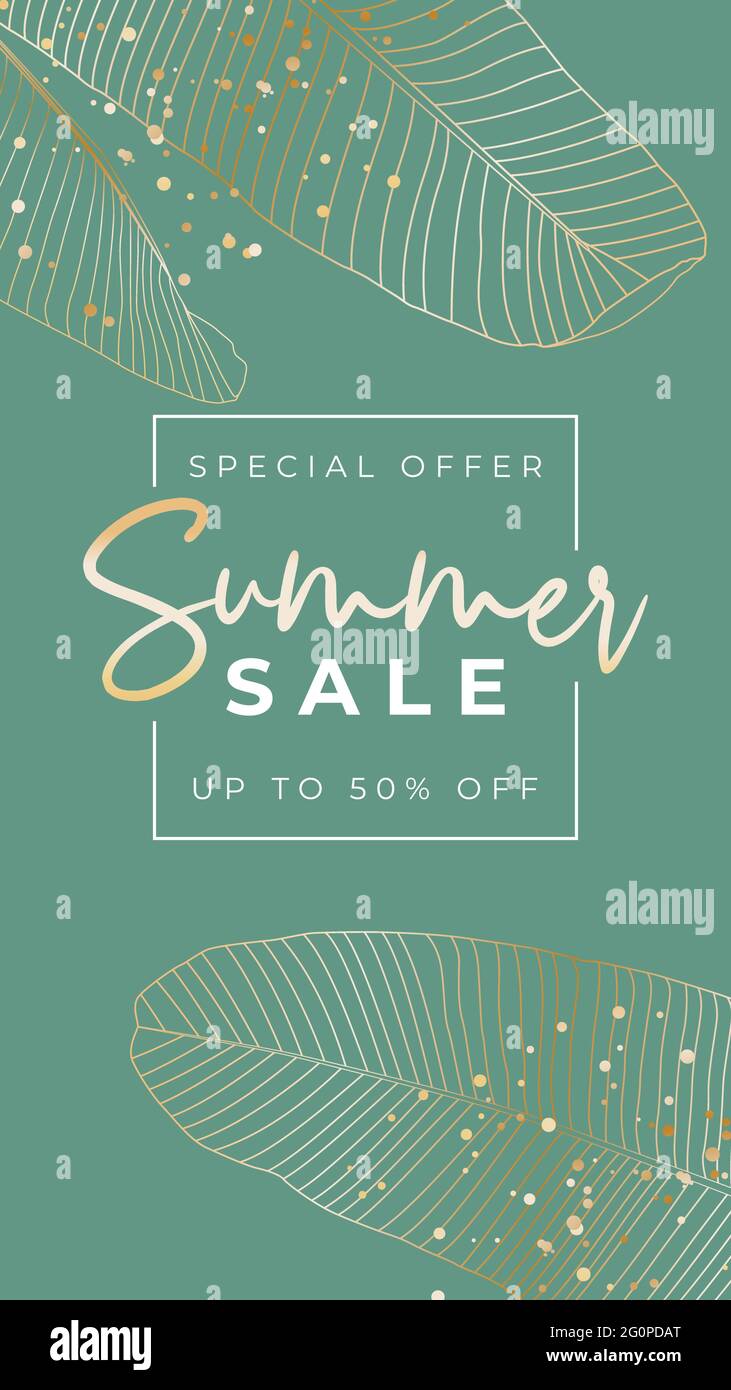 Summer sale poster. Natural Background with Tropical Palm Leaves ...