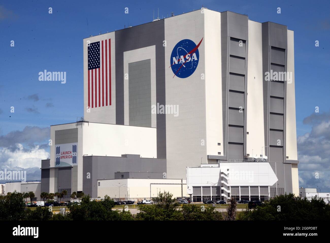 Kennedy Space Center. Merritt Island. Brevard County. Florida. USA. June 2, 2021. NASA plans to launch the next resupply mission to the International Space Station (ISS) onboard a SpaceX Falcon 9 rocket from Launch Complex 39-A. The CRS-22 mission lift-off time is scheduled 1:29 pm Thursday afternoon depending on the weather. After lift-off the first stage booster will land on an Autonomous Spaceport Drone Ship located in the Atlantic Ocean off the coast of Florida. Credit: Julian Leek/Alamy Live News Stock Photo