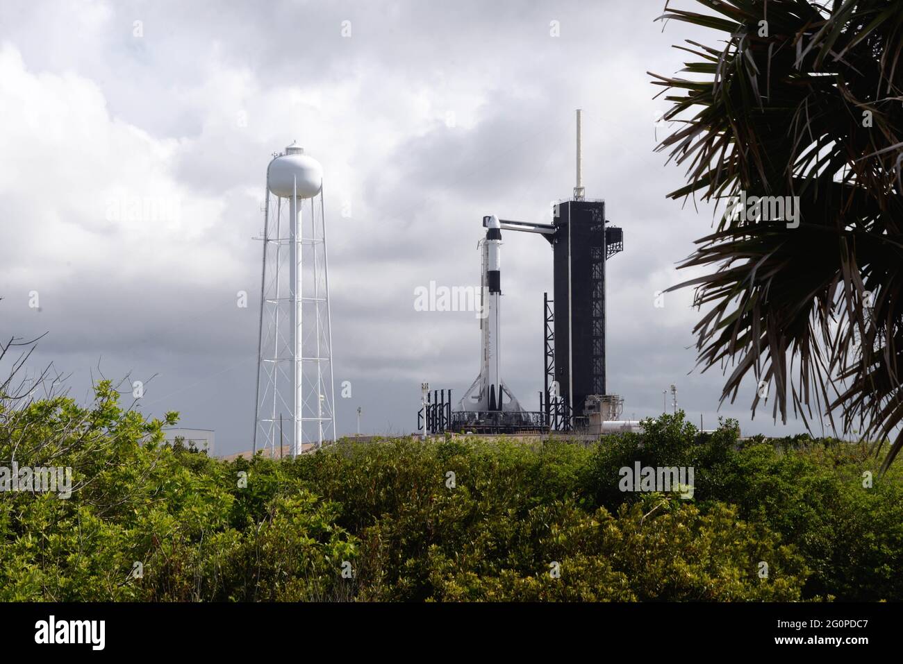 Kennedy Space Center. Merritt Island. Brevard County. Florida. USA. June 2, 2021. NASA plans to launch the next resupply mission to the International Space Station (ISS) onboard a SpaceX Falcon 9 rocket from Launch Complex 39-A. The CRS-22 mission lift-off time is scheduled 1:29 pm Thursday afternoon depending on the weather. After lift-off the first stage booster will land on an Autonomous Spaceport Drone Ship located in the Atlantic Ocean off the coast of Florida. Credit: Julian Leek/Alamy Live News Stock Photo