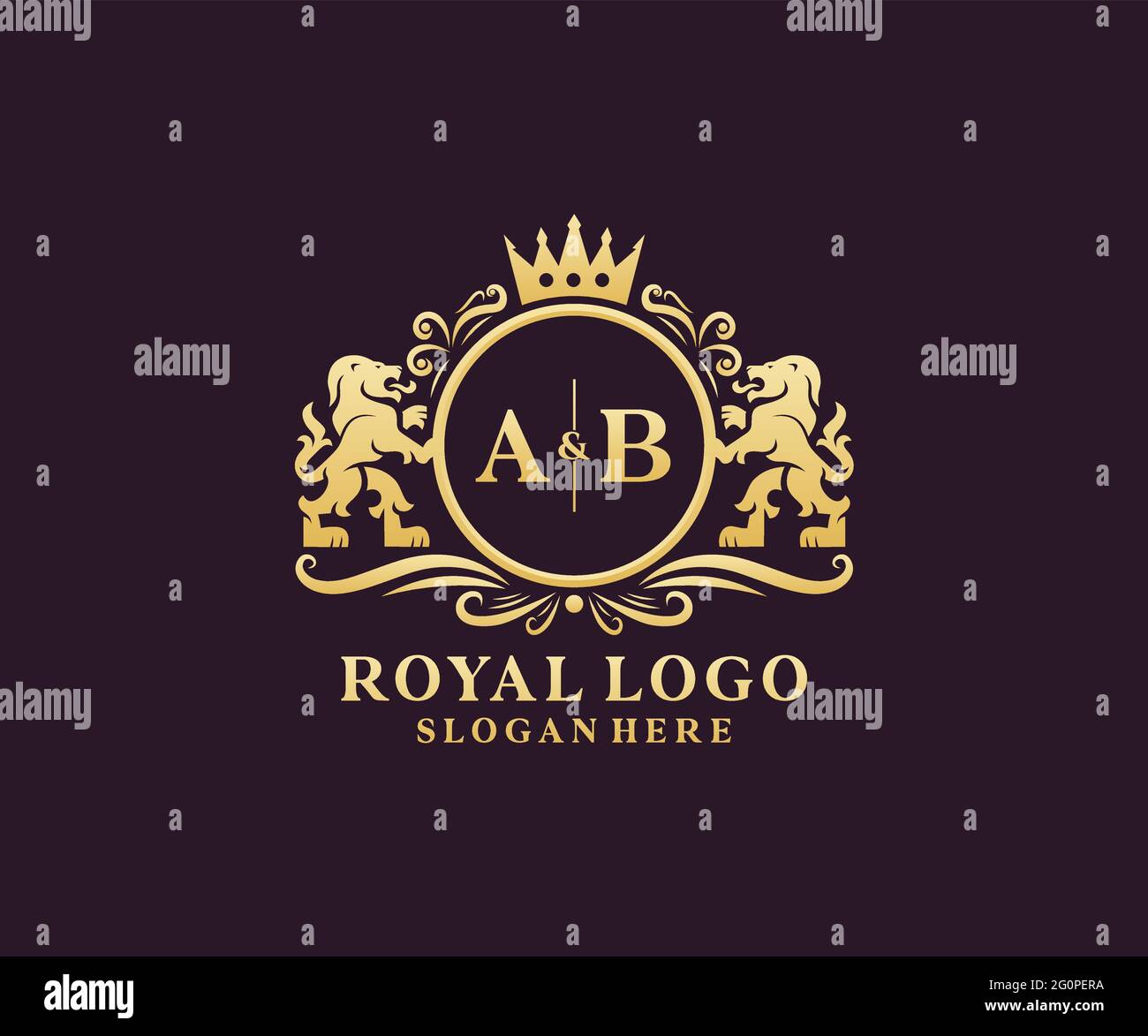 AB Letter Lion Royal Luxury Logo template in vector art for Restaurant ...