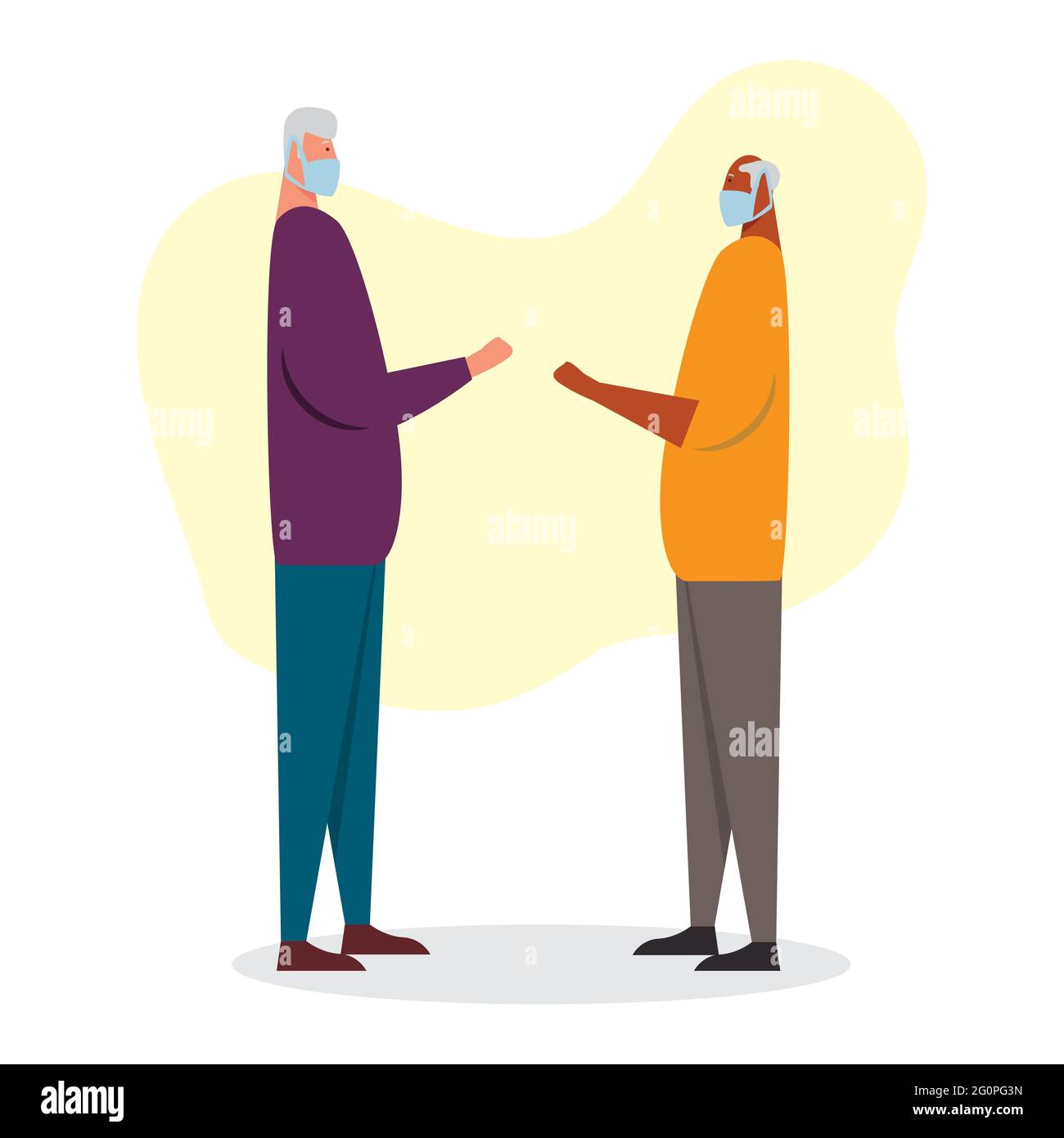 an old man talking using face mask vector illustration in flat style Stock Vector
