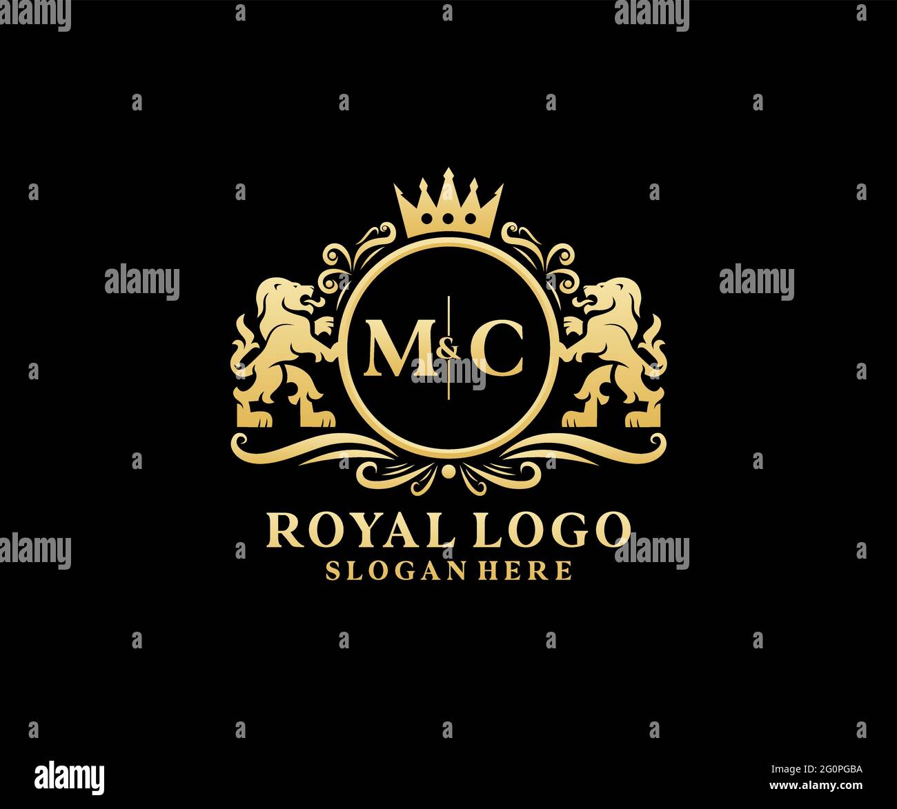 MC Letter Lion Royal Luxury Logo template in vector art for