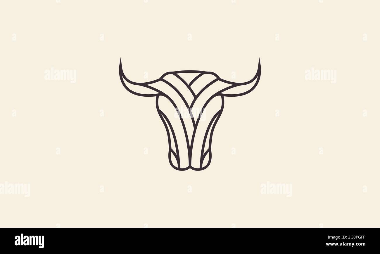 lines art modern head cow logo symbol icon vector graphic design ...