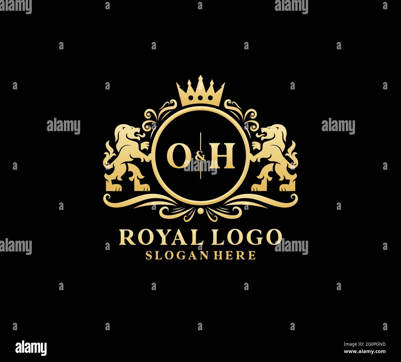 OH Letter Lion Royal Luxury Logo template in vector art for Restaurant ...