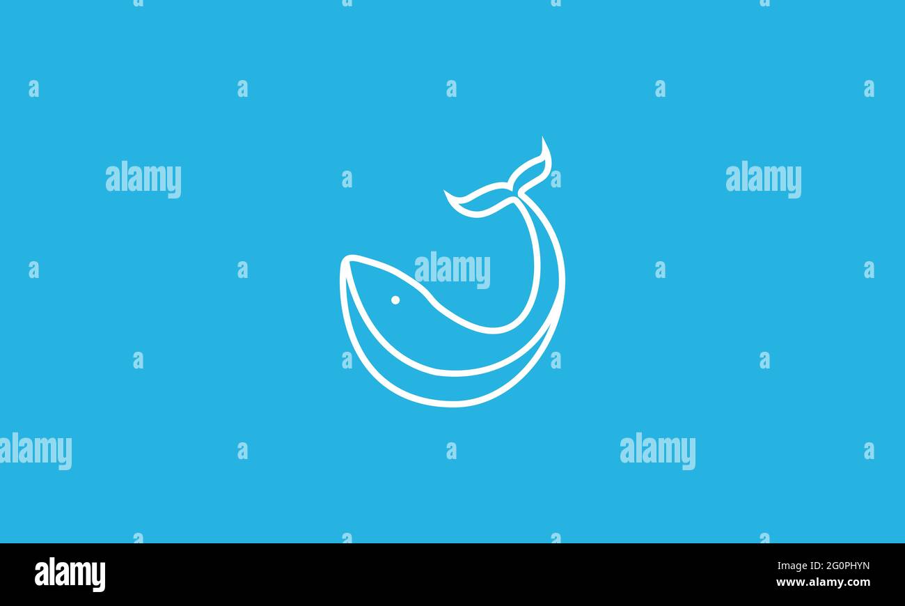 orca whale simple lines logo vector symbol icon design graphic illustration Stock Vector