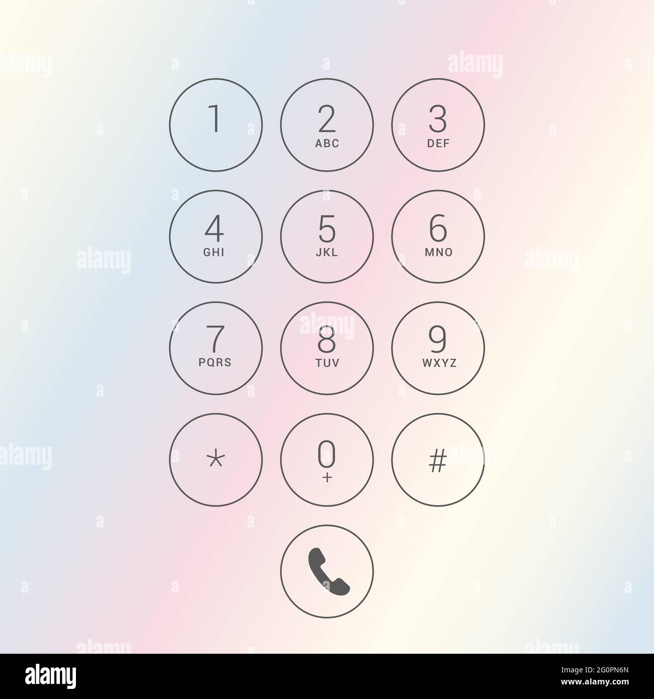 Flat design illustration of dial keyboard touch screen mobile phone