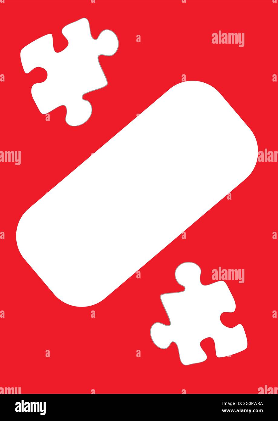 Vertical illustration format A4 - the design of the screen of the phone or tablet for inscriptions and photos, frame with puzzles. Postcard, book cove Stock Vector