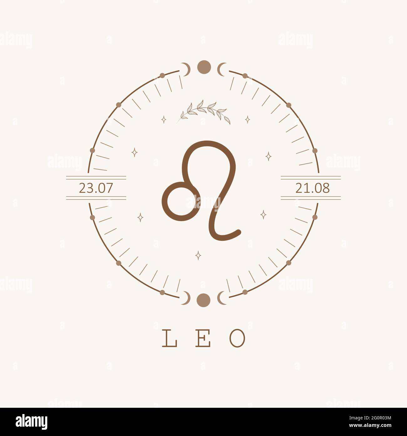 Leo. Zodiac sign in boho style. Astrological icon isolated on white background. Mystery and esoteric. Horoscope logo vector illustration. Spiritual Stock Vector