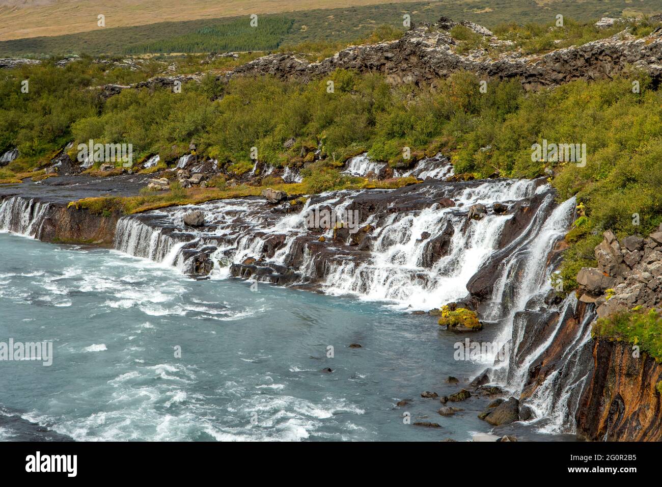 Lava Waterfall, Hraunfossar, Iceland Stock Photo