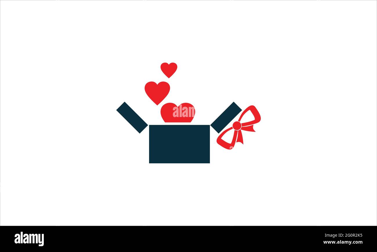heart in  gift box  valentine’s day icon logo vector template illustration Stock Vector
