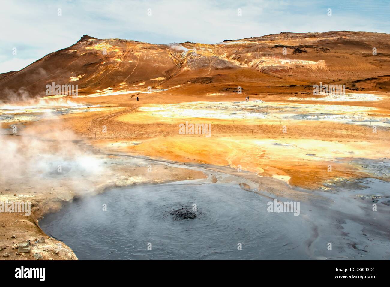 Mudpool at Hverir, near Lake Myvatn, Iceland Stock Photo