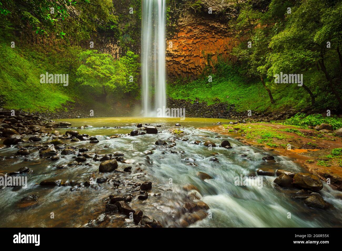 Panama landscape at the beautiful waterfall Chorro Las Palmas in Area recreativa El Salto de Las Palmas, Veraguas province, Republic of Panama. Stock Photo