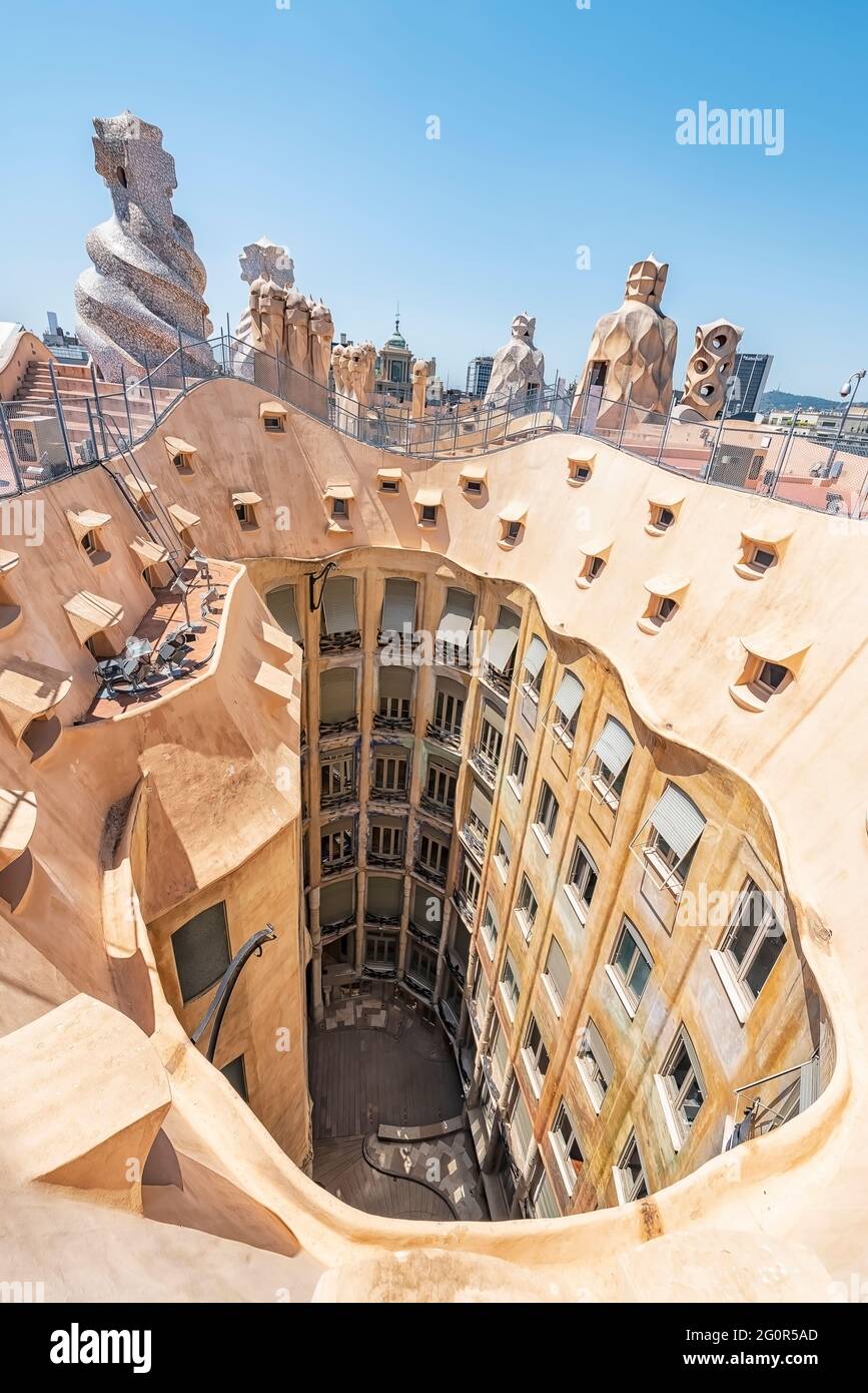 Casa Mila in Barcelona known as La Pedrera, Spain Stock Photo