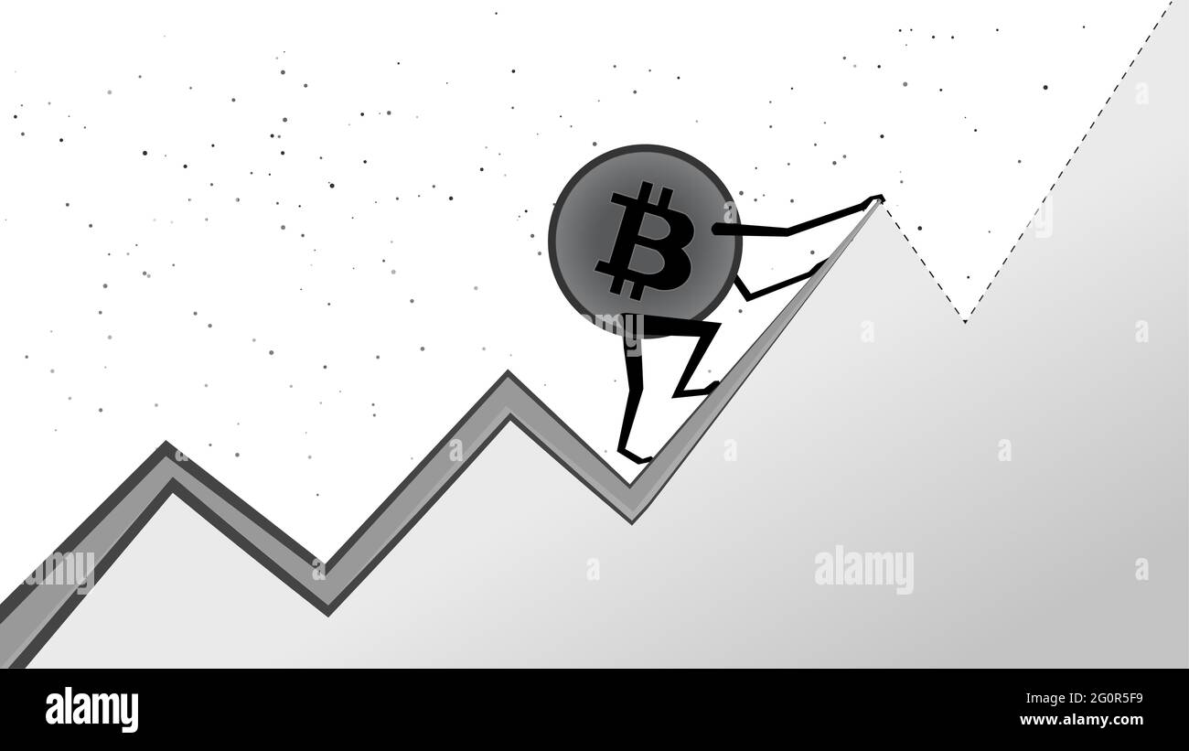 Bitcoin BTC is climbing to the next peak on white. Cryptocurrency has all  time high. BTC coin to the moon Stock Photo - Alamy