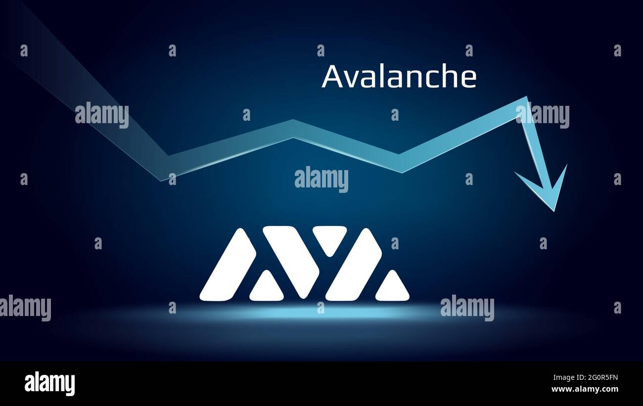 Avalanche AVAX in downtrend and price falls down. Cryptocurrency coin  symbol and down arrow. Uniswap crushed and fell down Stock Photo - Alamy