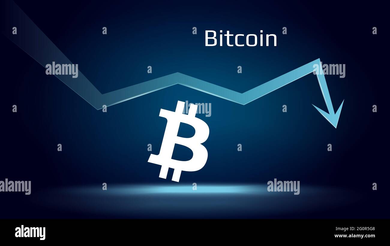 Bitcoin BTC in downtrend and price falls down. Crypto coin symbol and down  arrow. Uniswap crushed and fell down. Cryptocurrency trading crisis Stock  Photo - Alamy