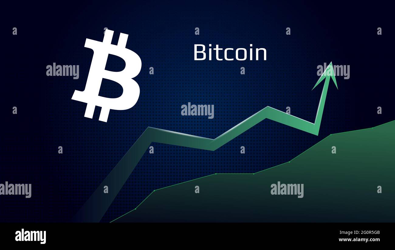 Bitcoin BTC in uptrend and price is rising. Crypto coin symbol and green up  arrow. Uniswap flies to the moon Stock Photo - Alamy