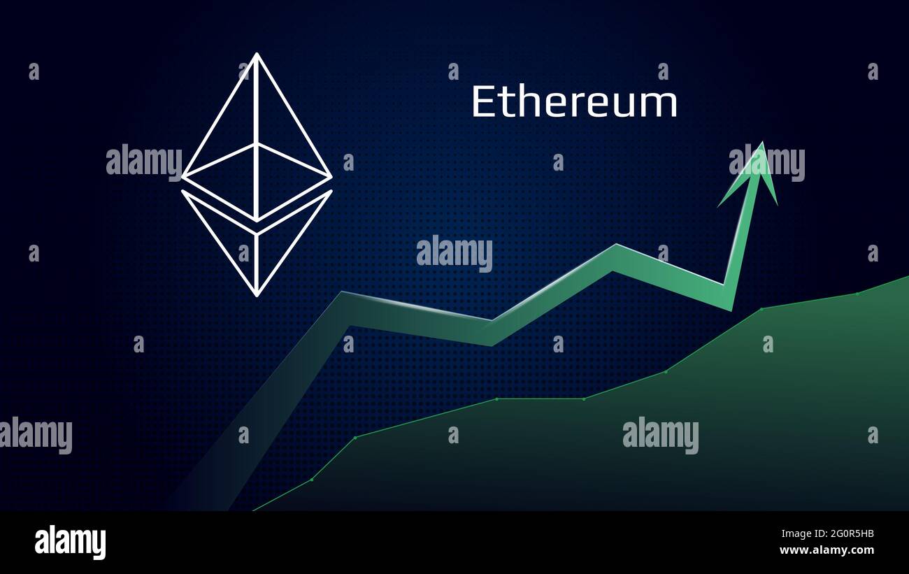 Ethereum ETH in uptrend and price is rising. Crypto coin symbol and green  up arrow. Uniswap flies to the moon Stock Photo - Alamy