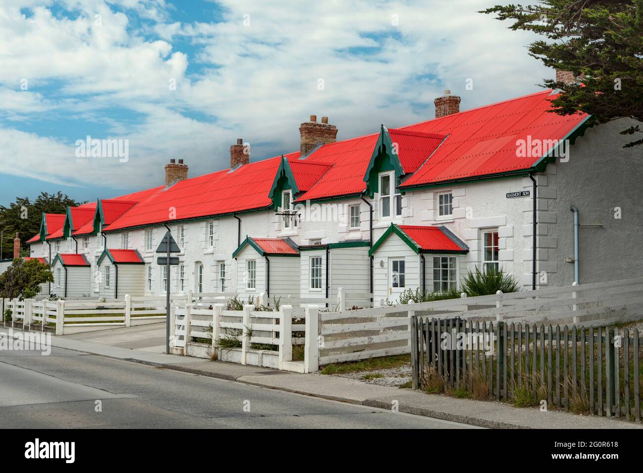 Marmot Row Cottages, Stanley, Falkland Islands Stock Photo
