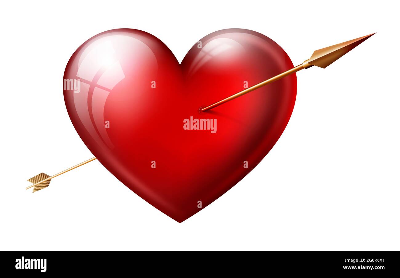 Illustration of red heart, a symbol of St. Valentine`s day and ...