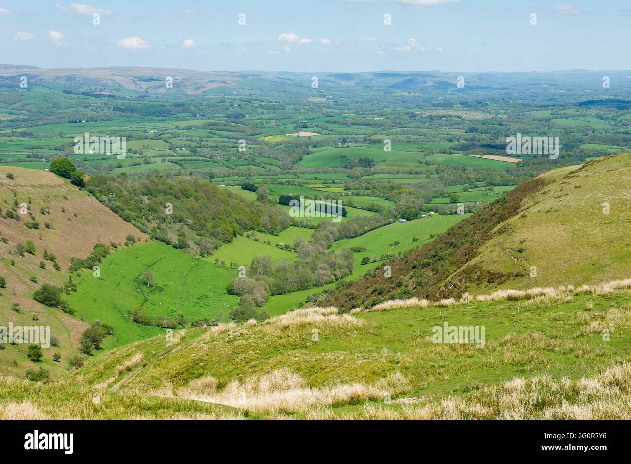 Mountains, hills and valleys, Powys, Mid Wales Stock Photo