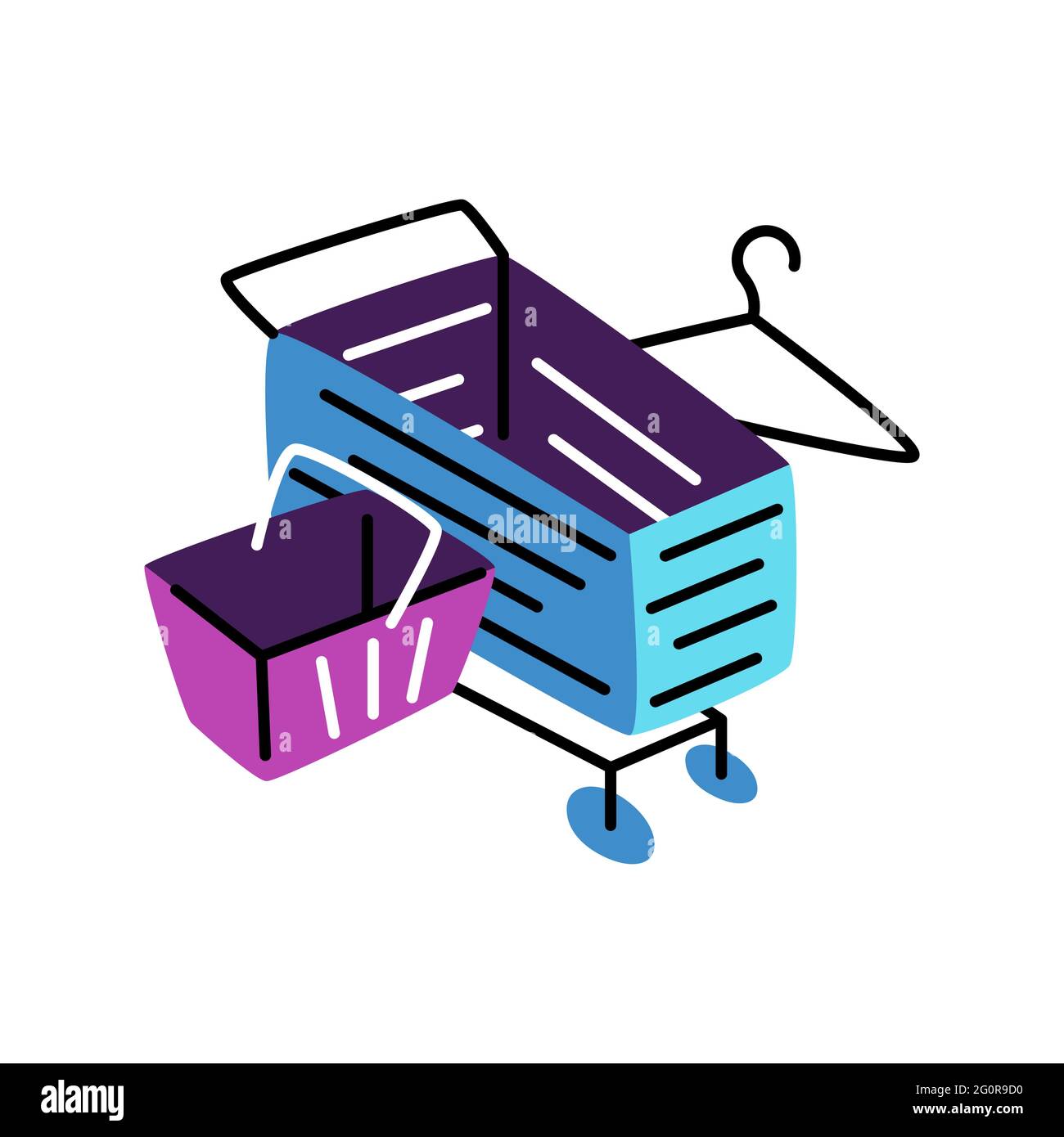 Empty cart. Vector icon in bold line style Stock Vector