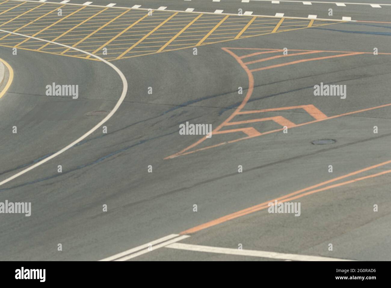 road markings and traffic symbol on surface road. Stock Photo