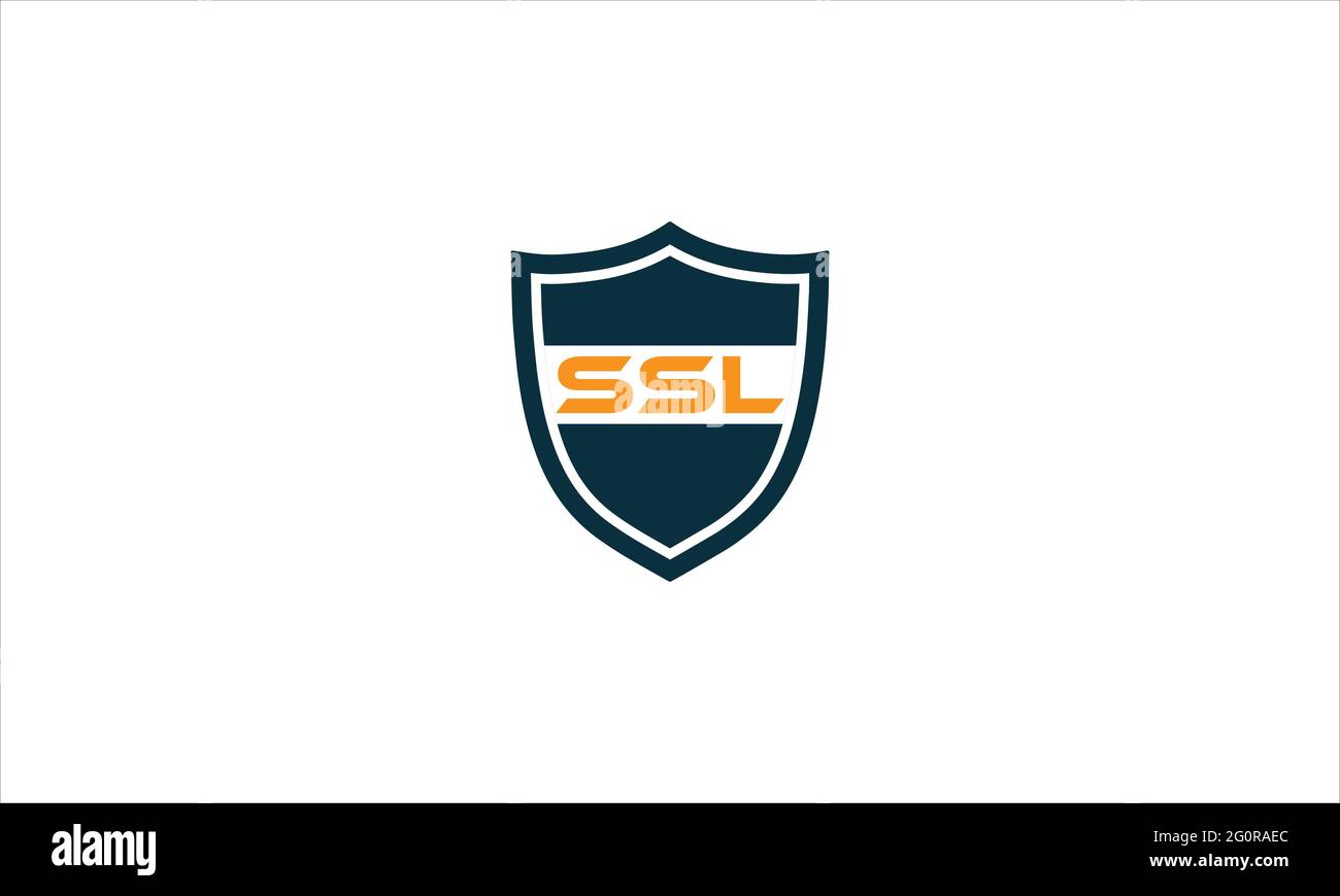 SSL Secure Socket Layer  in Shield  icon logo design illustration in simple flat design Stock Vector