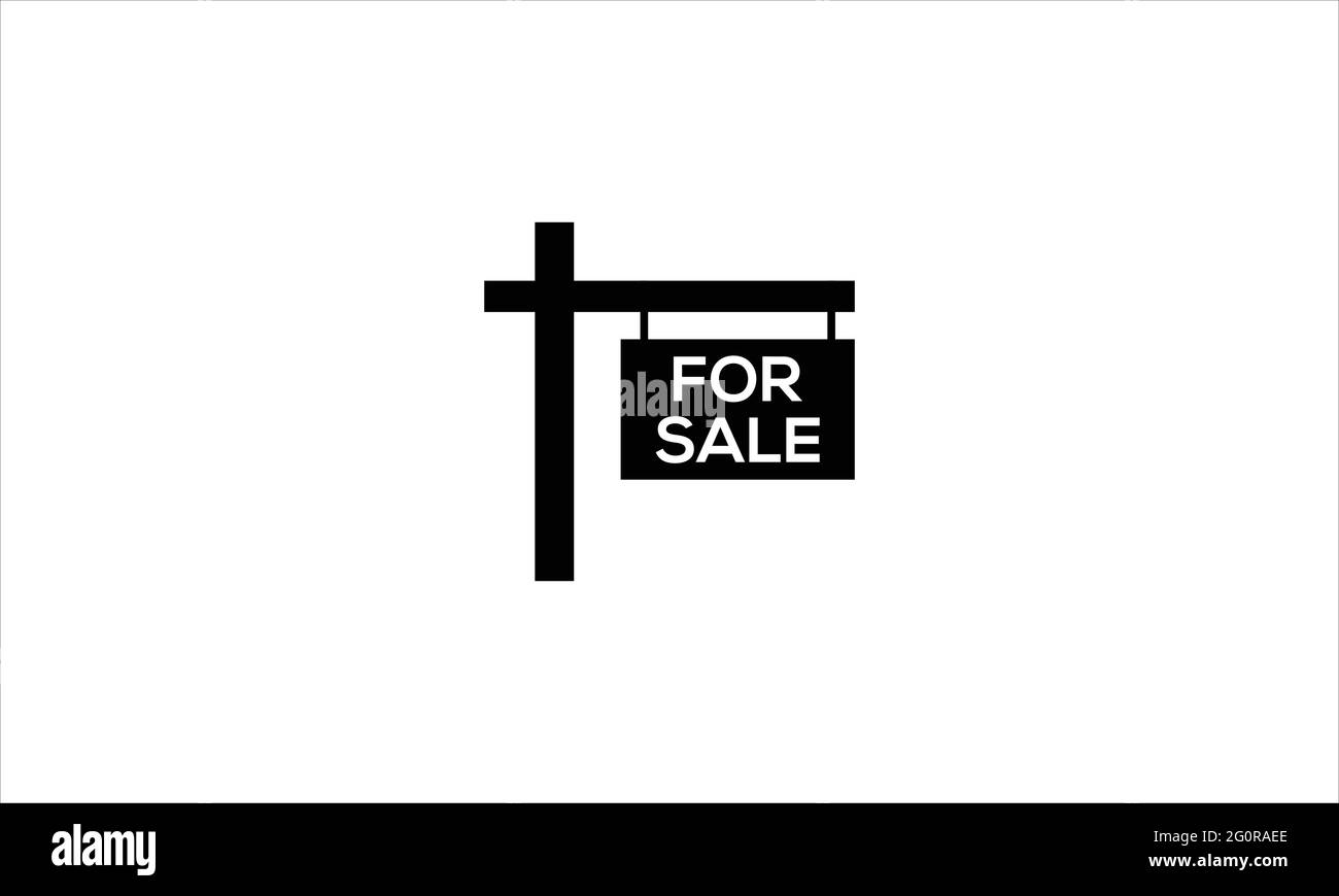 For Sale board symbol  Real estate  advertising  selling house  property concept  Vector sketch illustration logo design Stock Vector