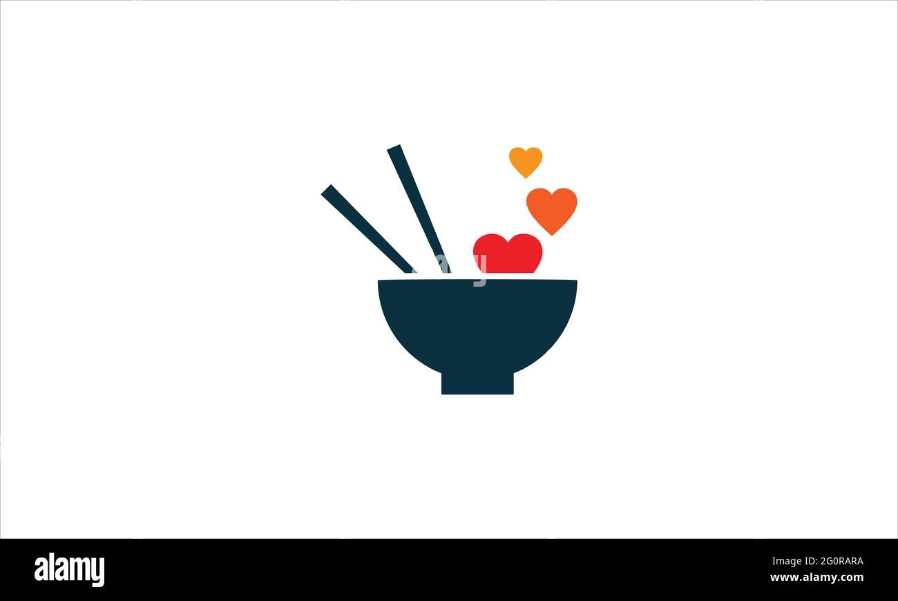 eating Bowl with  Heart icon Logo design illustration vector template Stock Vector