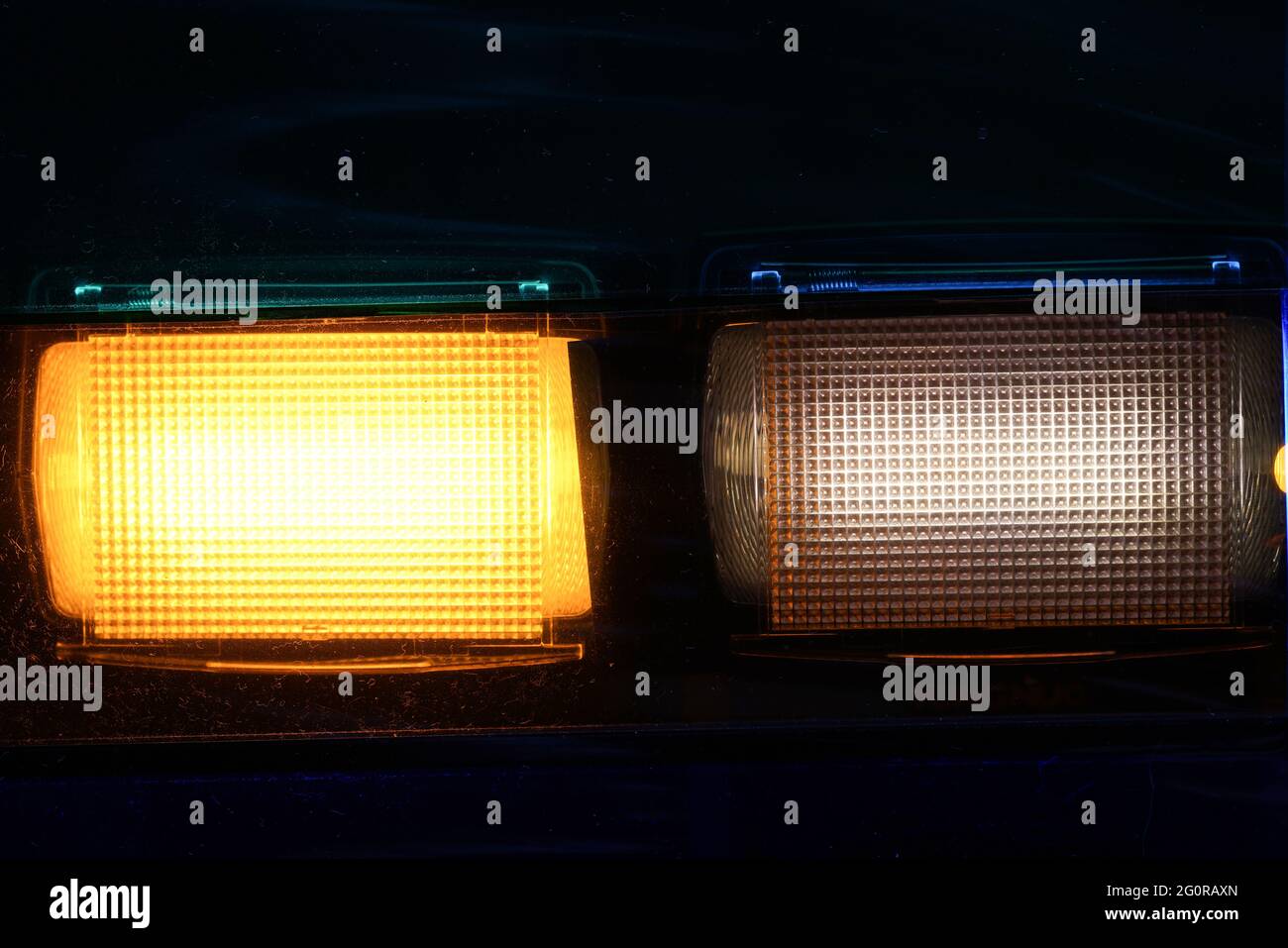 Flash light of a camera with colorful color foils photographed in the ...