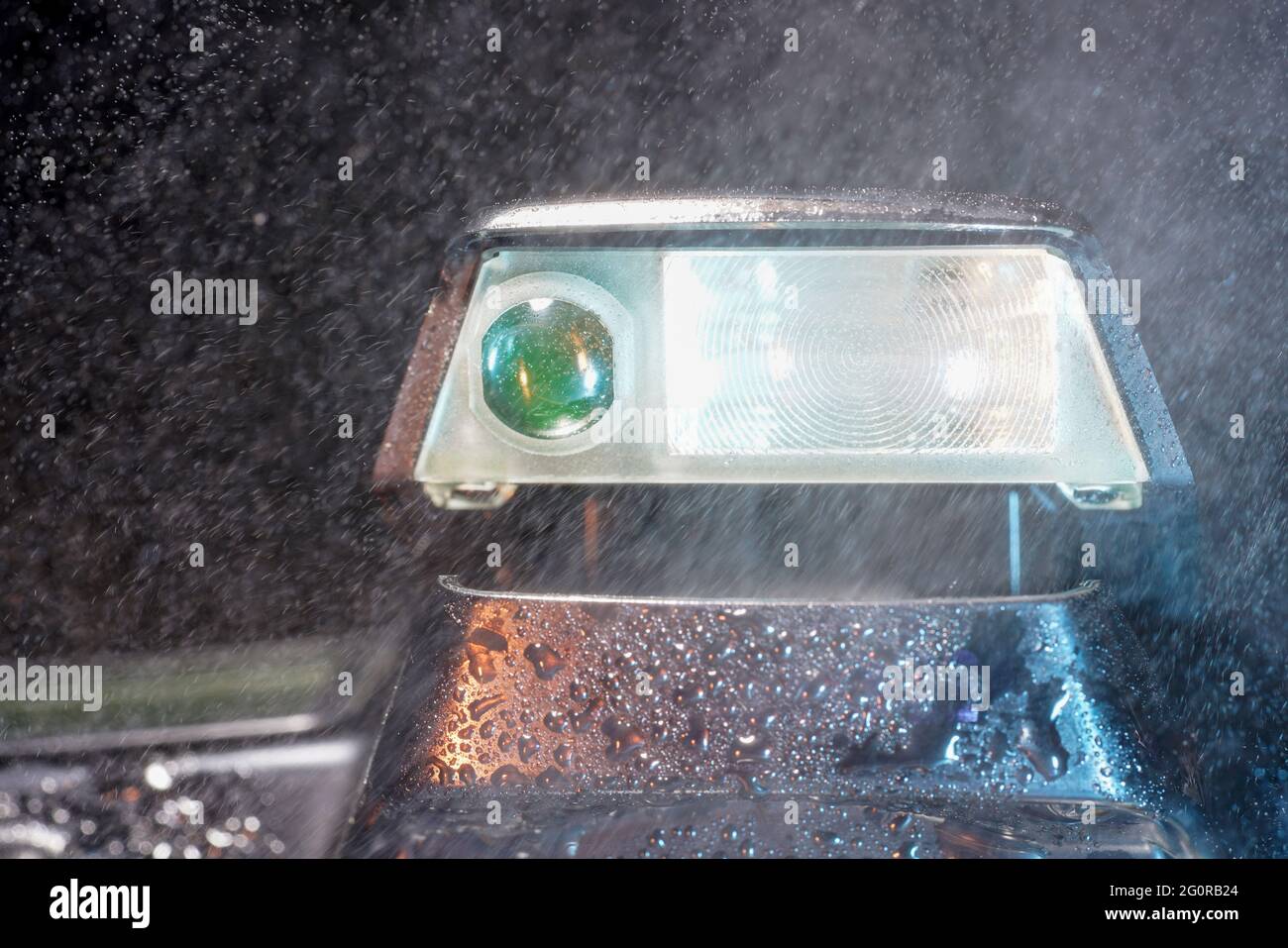 Flash light of a camera with colorful color foils photographed in the ...