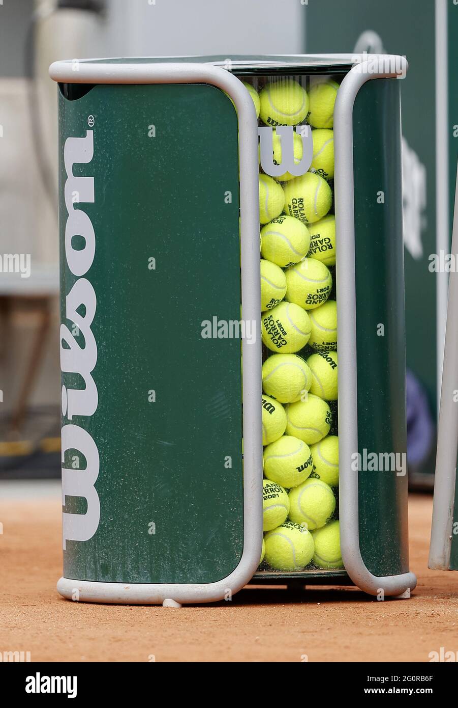 Wilson balls Illustration during the second round at the Roland-Garros  2021, Grand Slam tennis tournament on June 2, 2021 at Roland-Garros stadium  in Paris, France - Photo Nicol Knightman / DPPI Stock Photo - Alamy