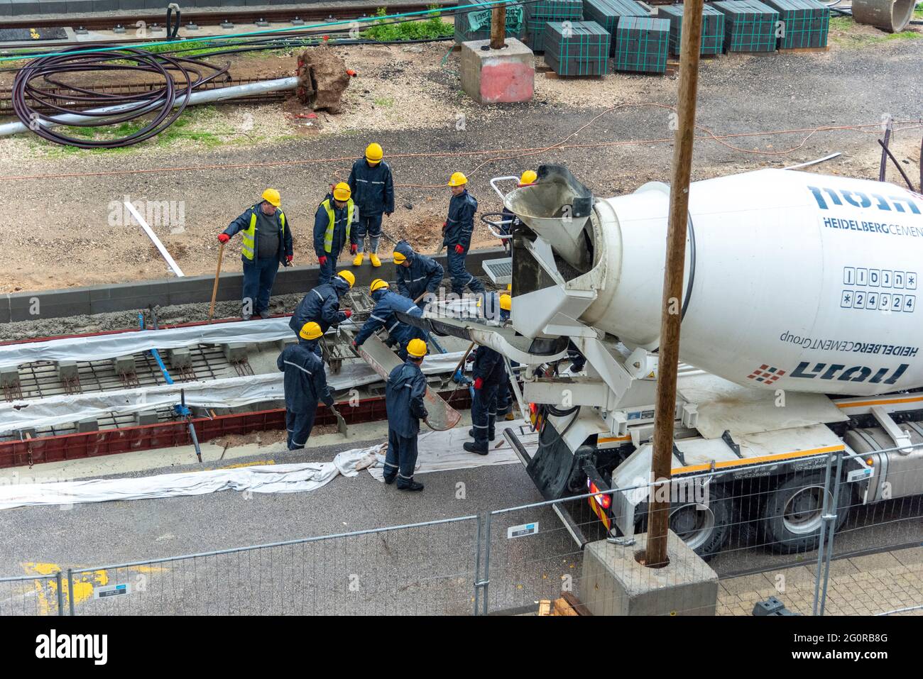 Tel Aviv, Israel May 20 2021 Construction Workers working in the
