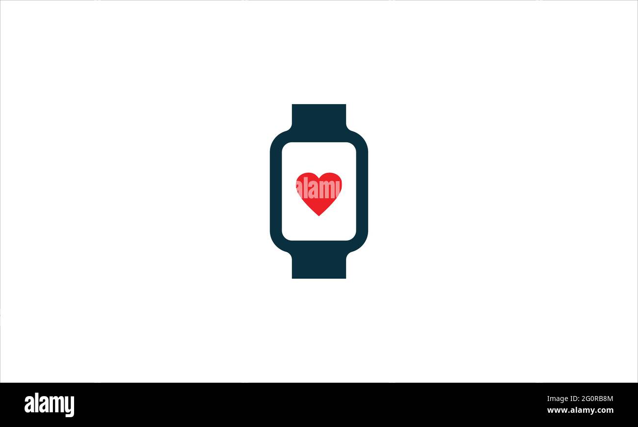Smart Watch with heart sign icon Logo design illustration Stock Vector